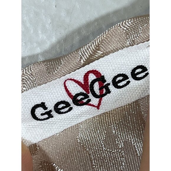 GeeGee Dress Women 1X Champagne Animal Print Tank Maxi Feminine Neutral Sexy 80s - Picture 2 of 10